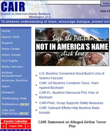 screenshot of terrorist frontgroup CAIR's website